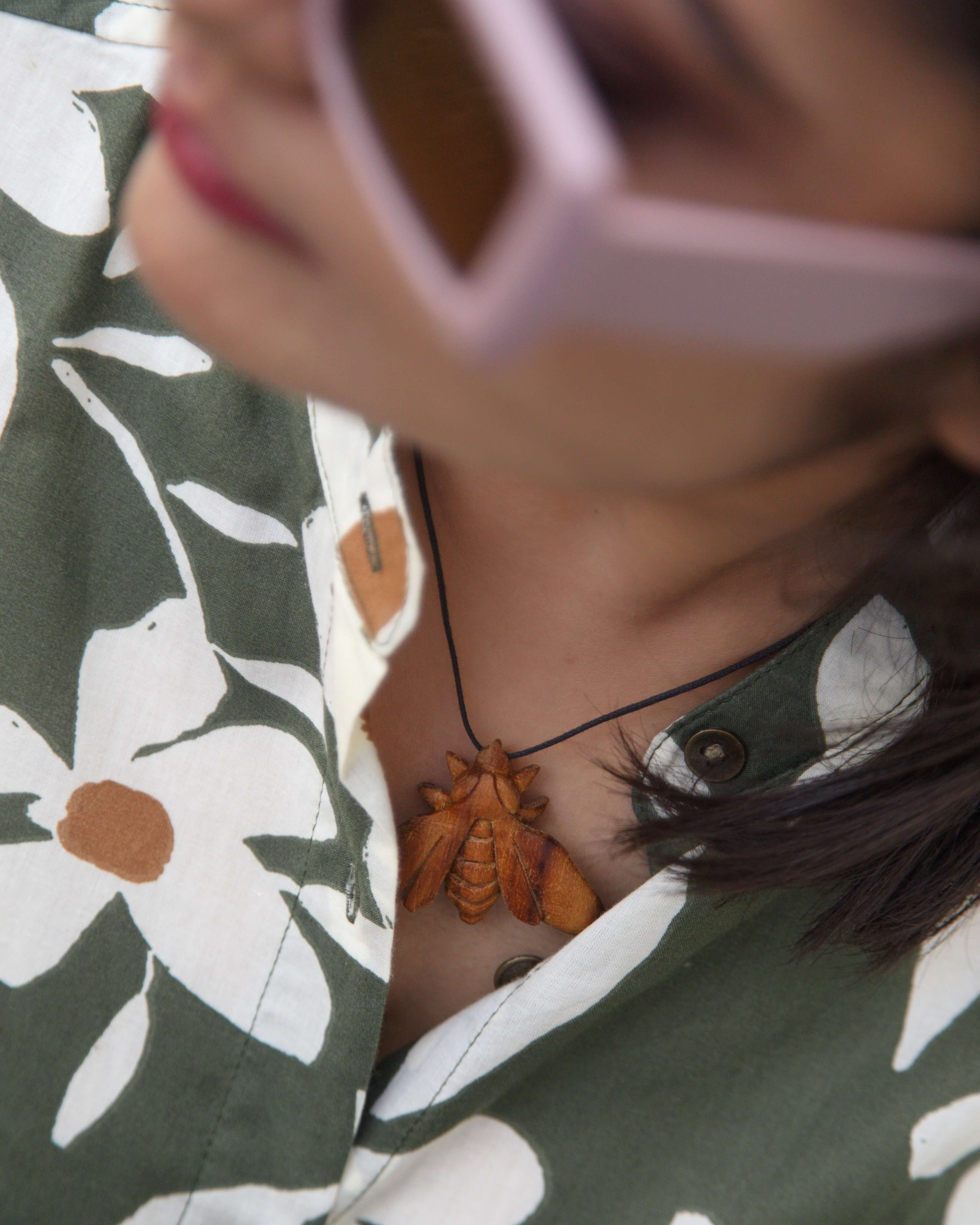 Honeypie hand-carved pendant with adjustable waxed cotton cord