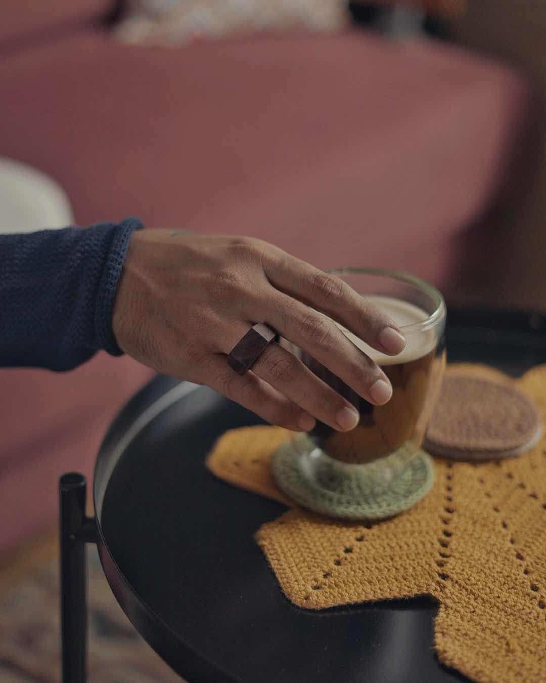 The one with the cross hand-carved ring