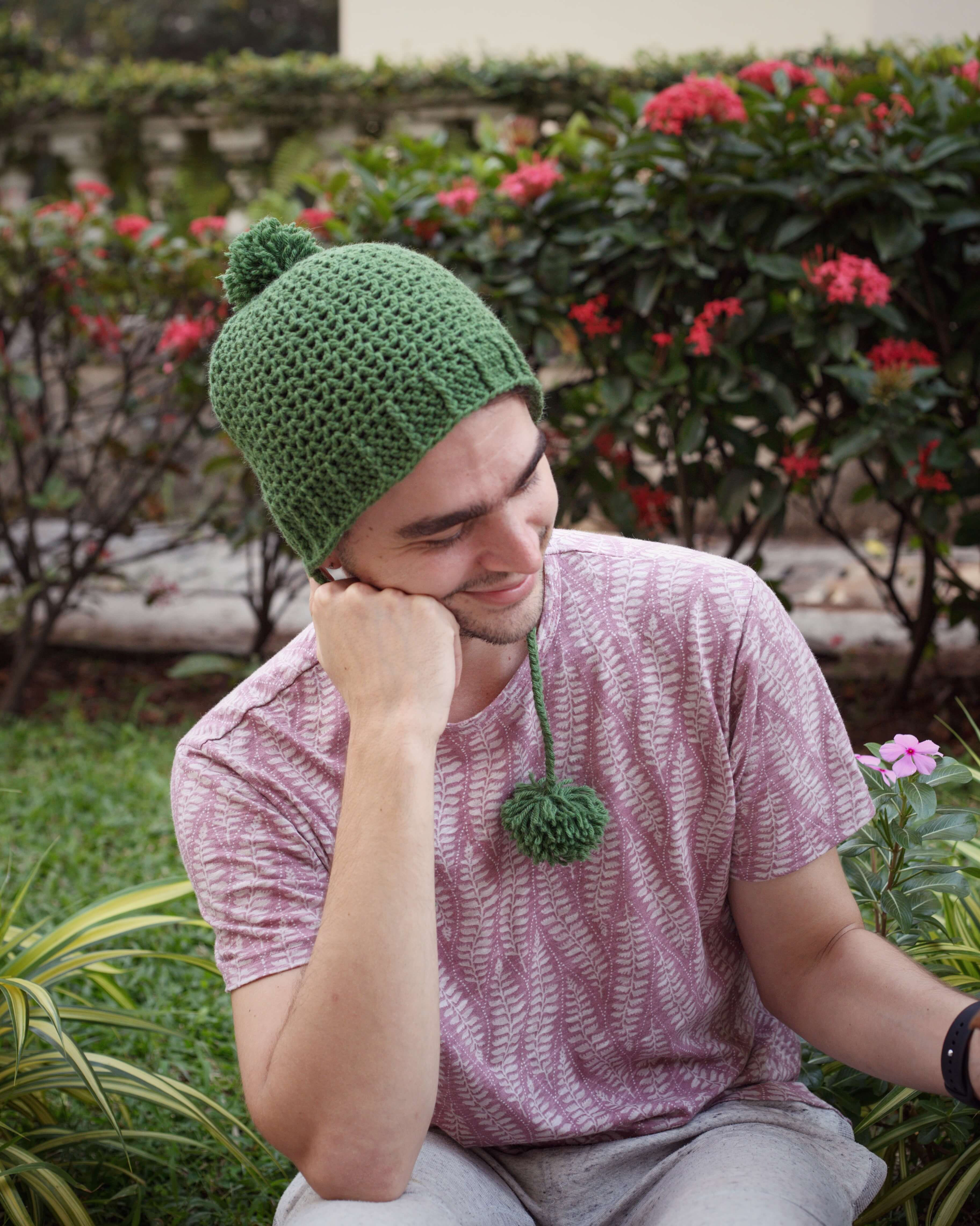 Fern pure wool crocheted slouchy beanie