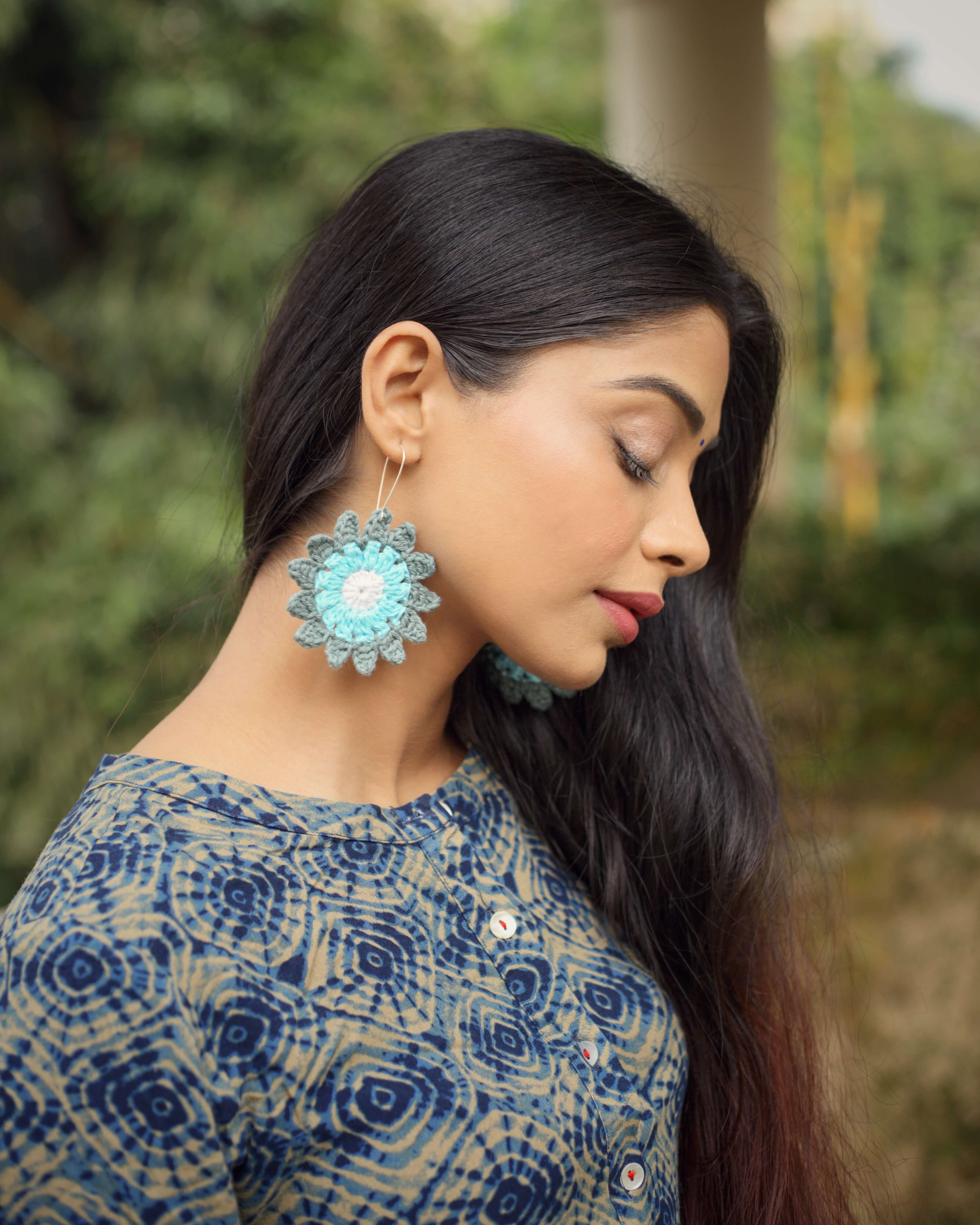 नीलकमल crocheted danglers