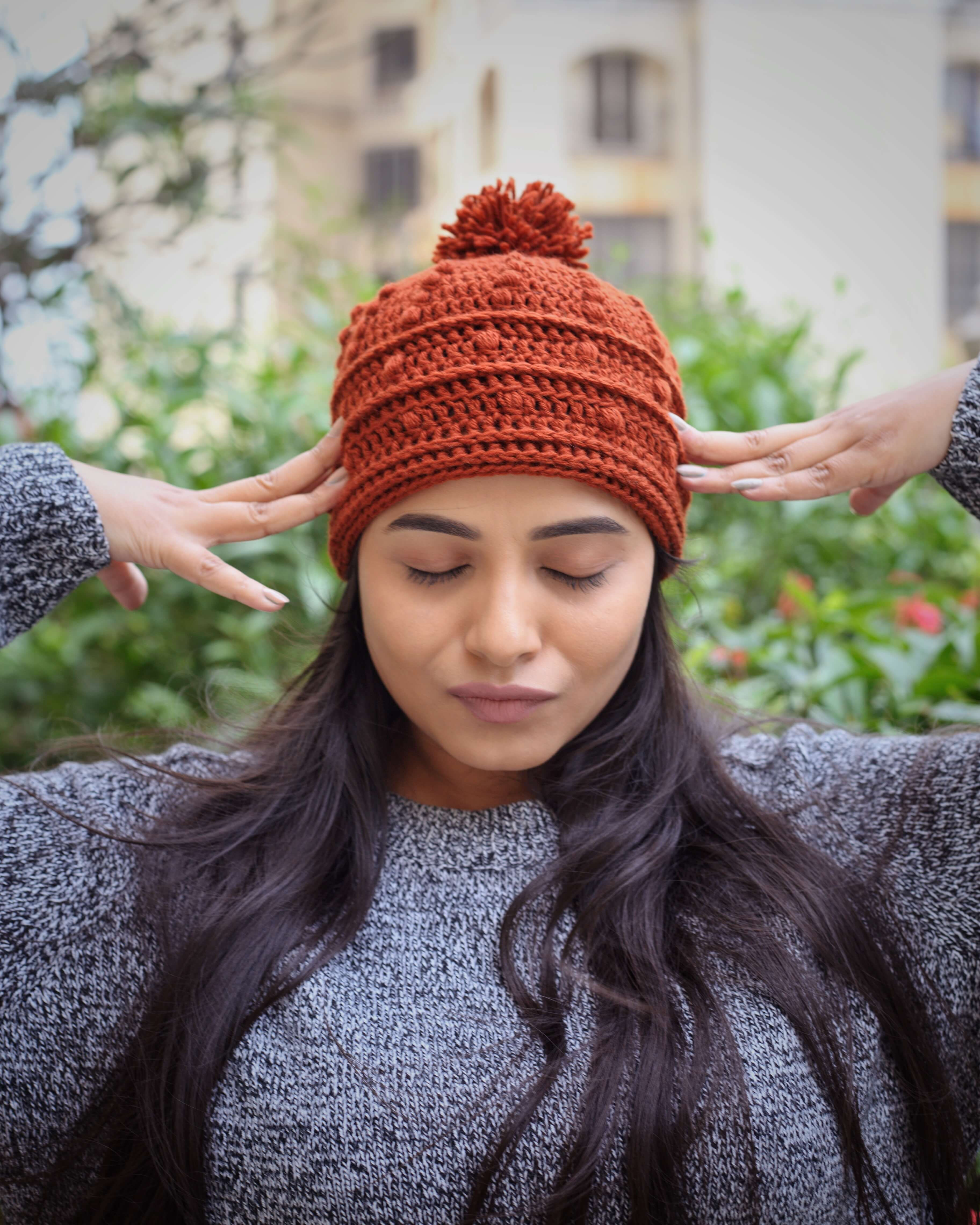 Rustic rhymes pure wool crocheted beanie