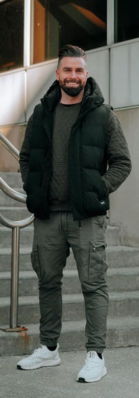 Ian Lynch posing at the stairs