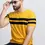 Thumbnail: Men Striped Round Neck Cotton Blend Black, Yellow T-Shirt