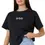 Thumbnail: Women Embroidered Round Neck Cotton Blend Black T-Shirt