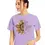 Thumbnail: Women Printed Round Neck Polycotton Purple T-Shirt