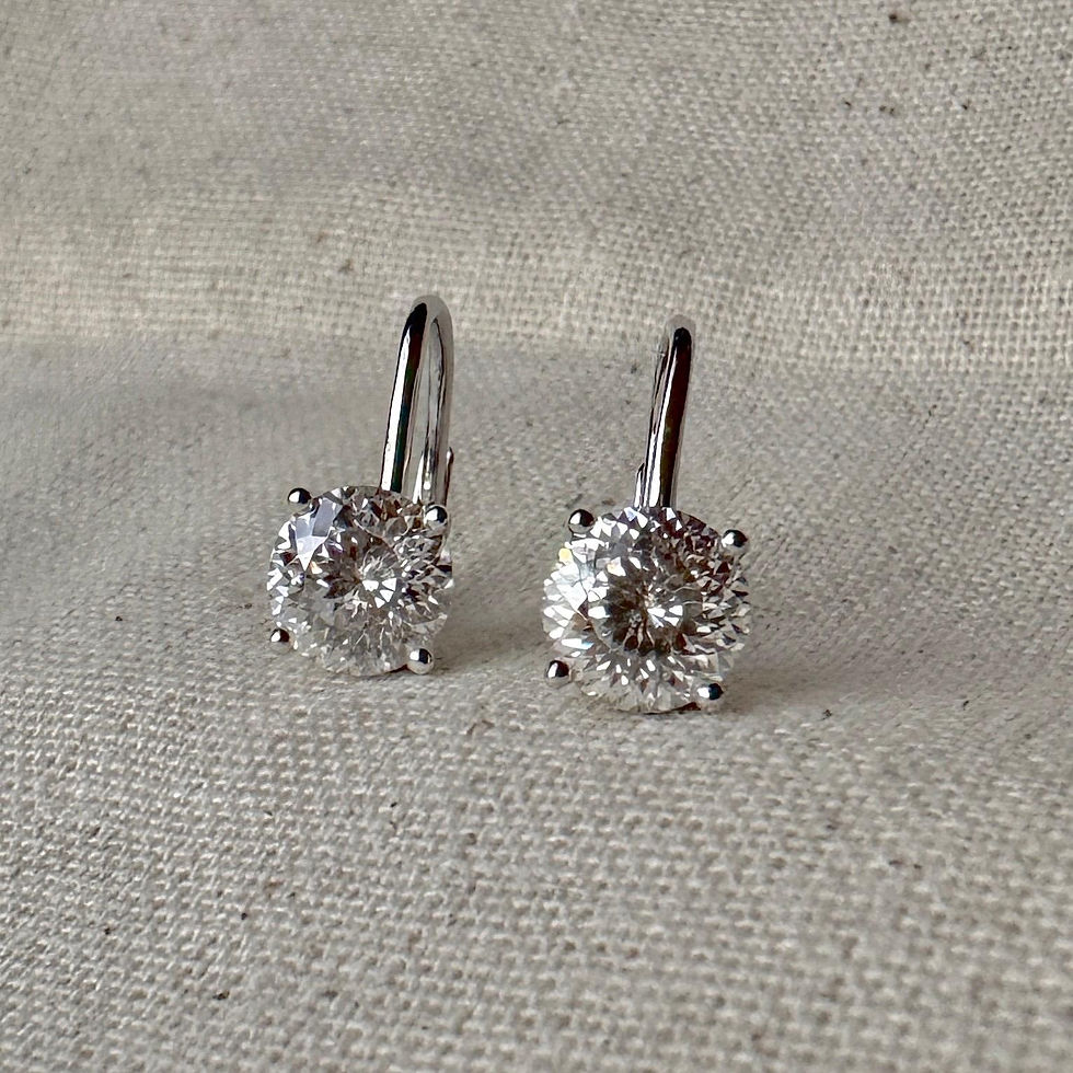 Thumbnail: Moissanite Solitaire Stud Earrings, 4 Carat Portuguese Cut Lever Back Drops
