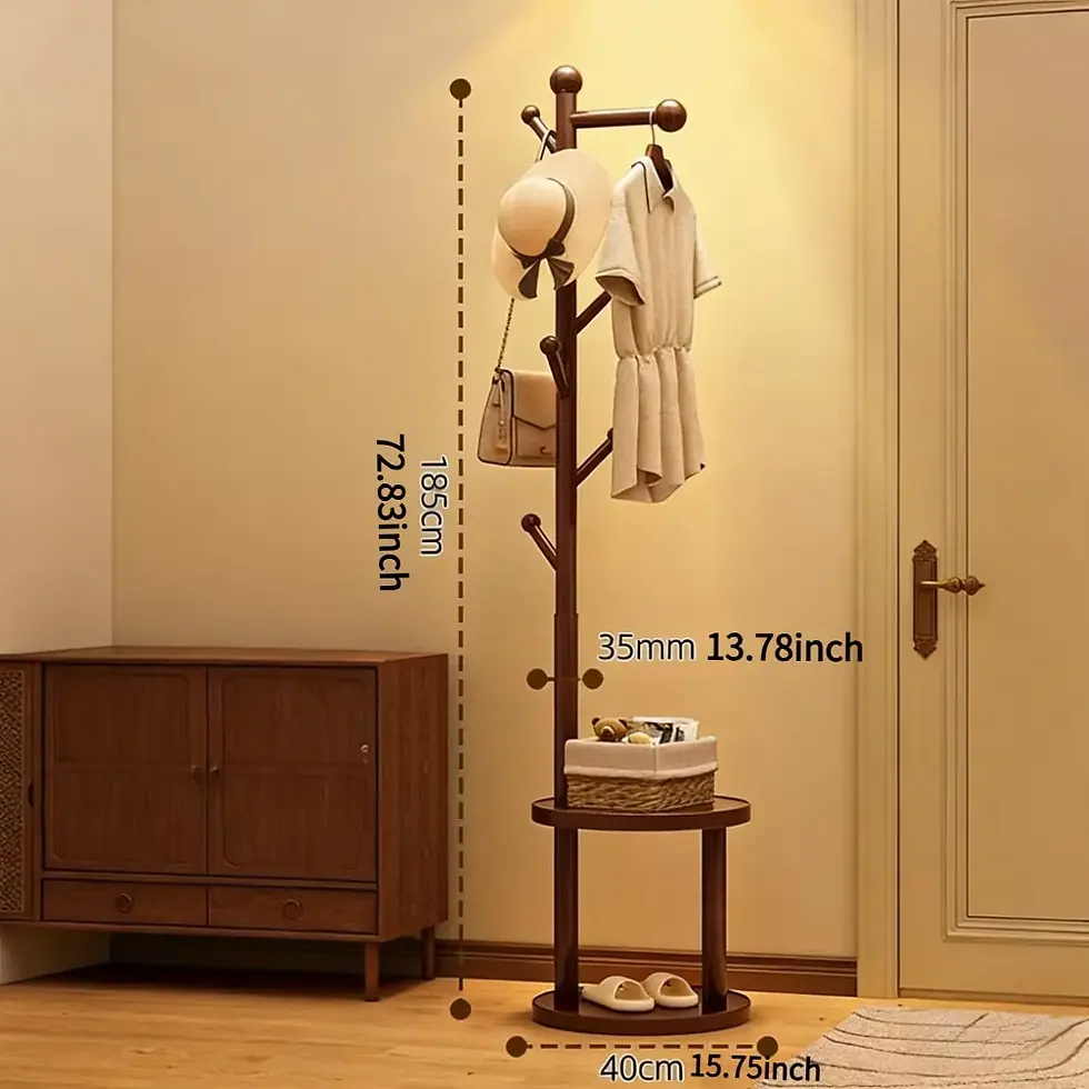 Thumbnail: Solid Wood Coat Rack Garment Rack Clothing Rack Standing Clothes Hanger