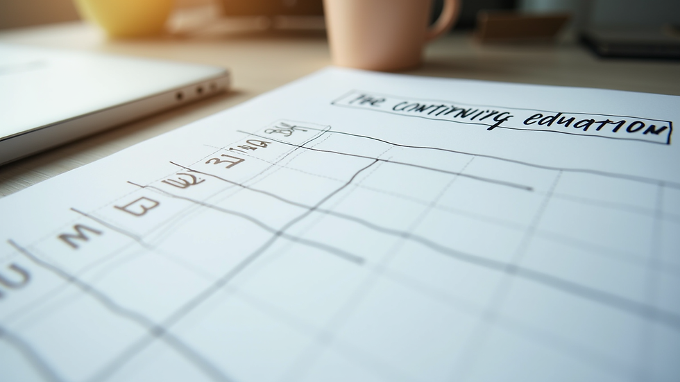 Close-up view of a calendar and a checklist for continuing education tracking