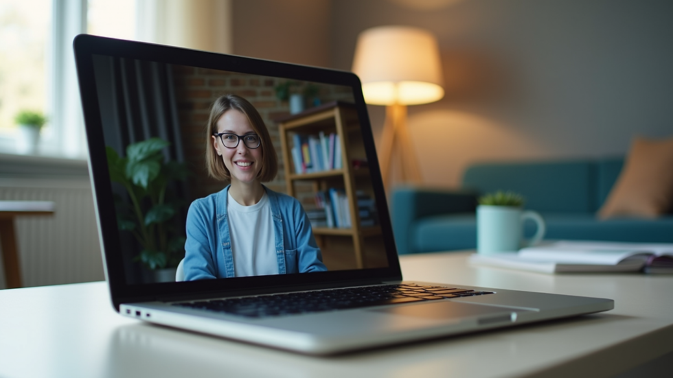 Close-up view of a laptop screen showing an online counseling course