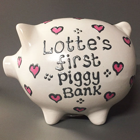 Thumbnail: Small Hearts Piggy Bank (More colours)