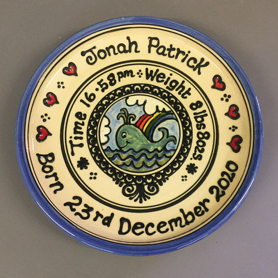 Thumbnail: Handmade Ceramic Personalised Child Baby Christening Birthday Plate Gift