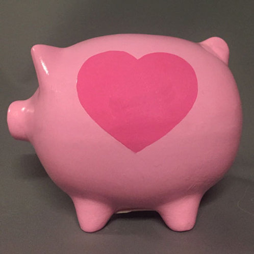 Big Heart Piggy Bank piggerypottery