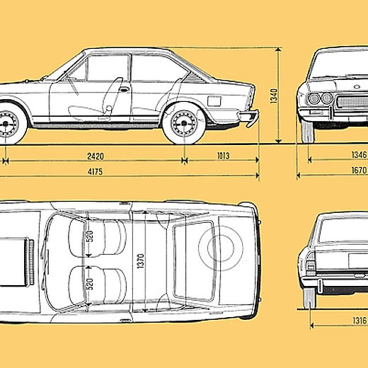 Fiat 124cc Drawing sign