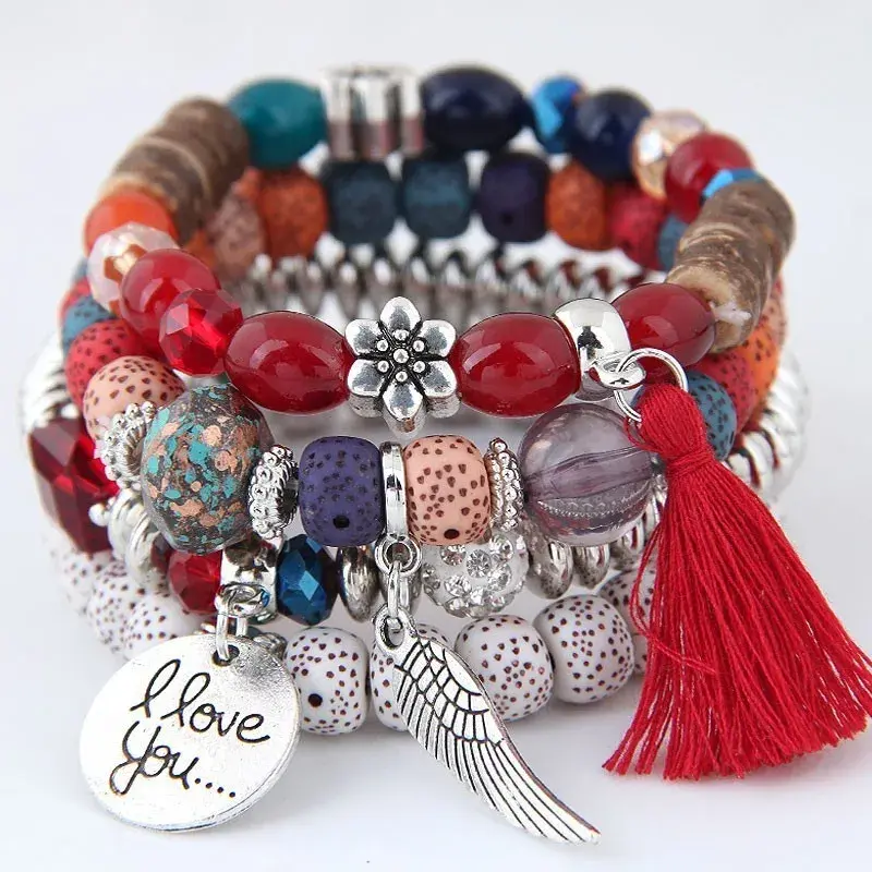 Thumbnail: Urban Wrist Bohemian Charm Beads Wrap Bracelets