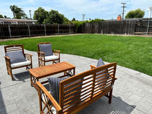 stamped concrete paver patio and sod Santee