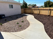 concrete walkway, new fence, and drought tolerant landscaping Santee