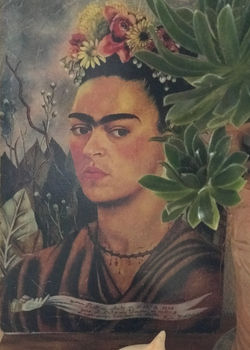 Frida on Tin and Wood