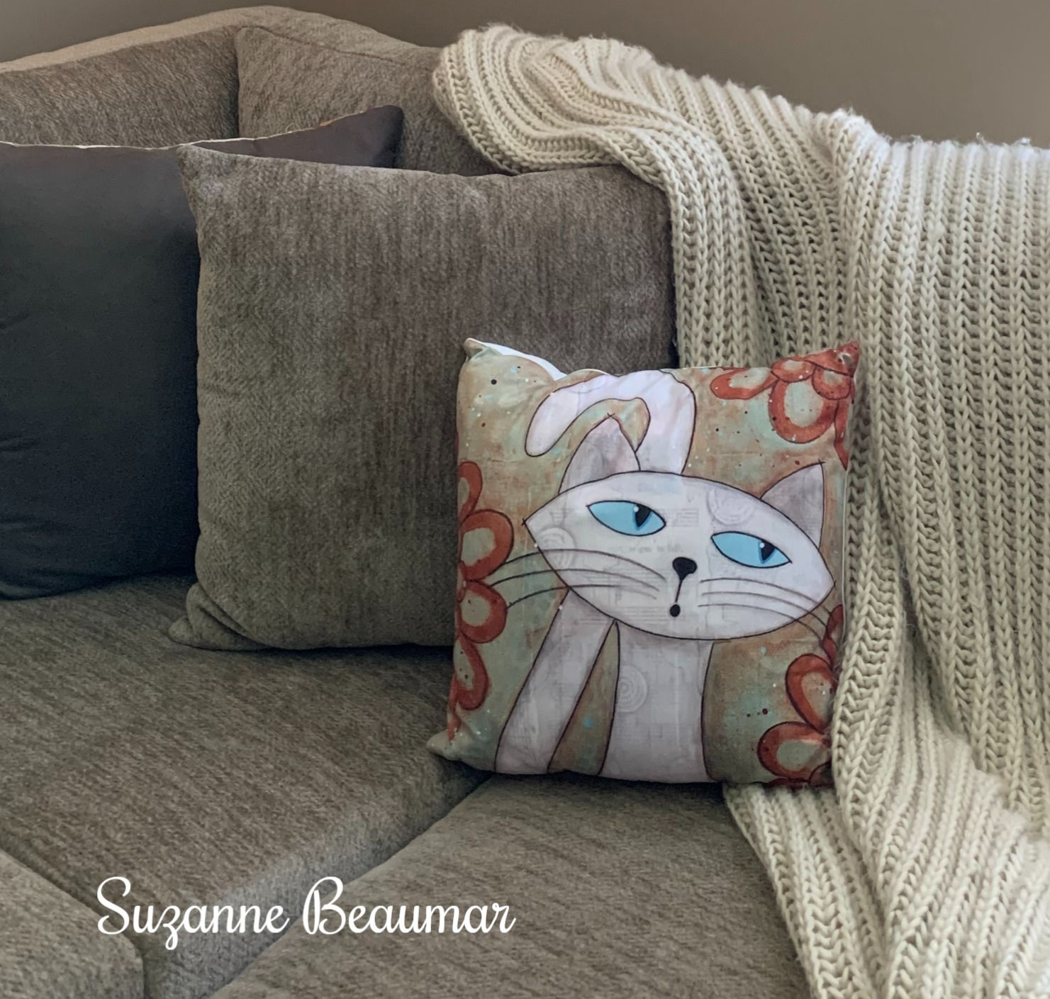 Alabaster Cat Pillow