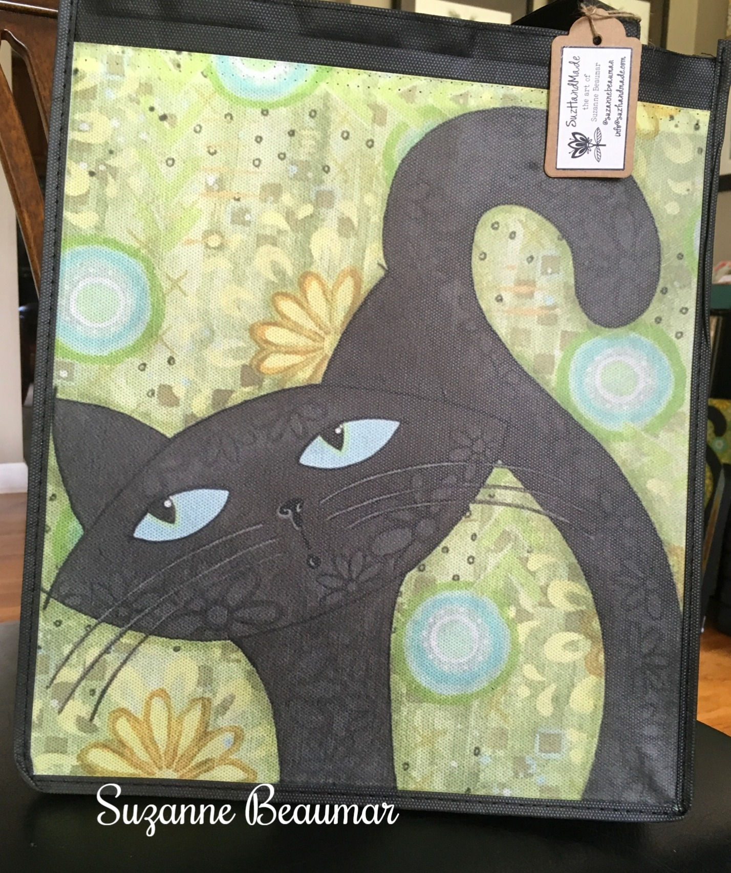 "Le Chat Noir Marguerite" Reusable Grocery Tote