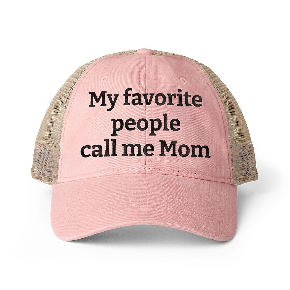 Thumbnail: Embroidered "My favorite people call me Mom" Women's Washed Mesh-Back Cap
