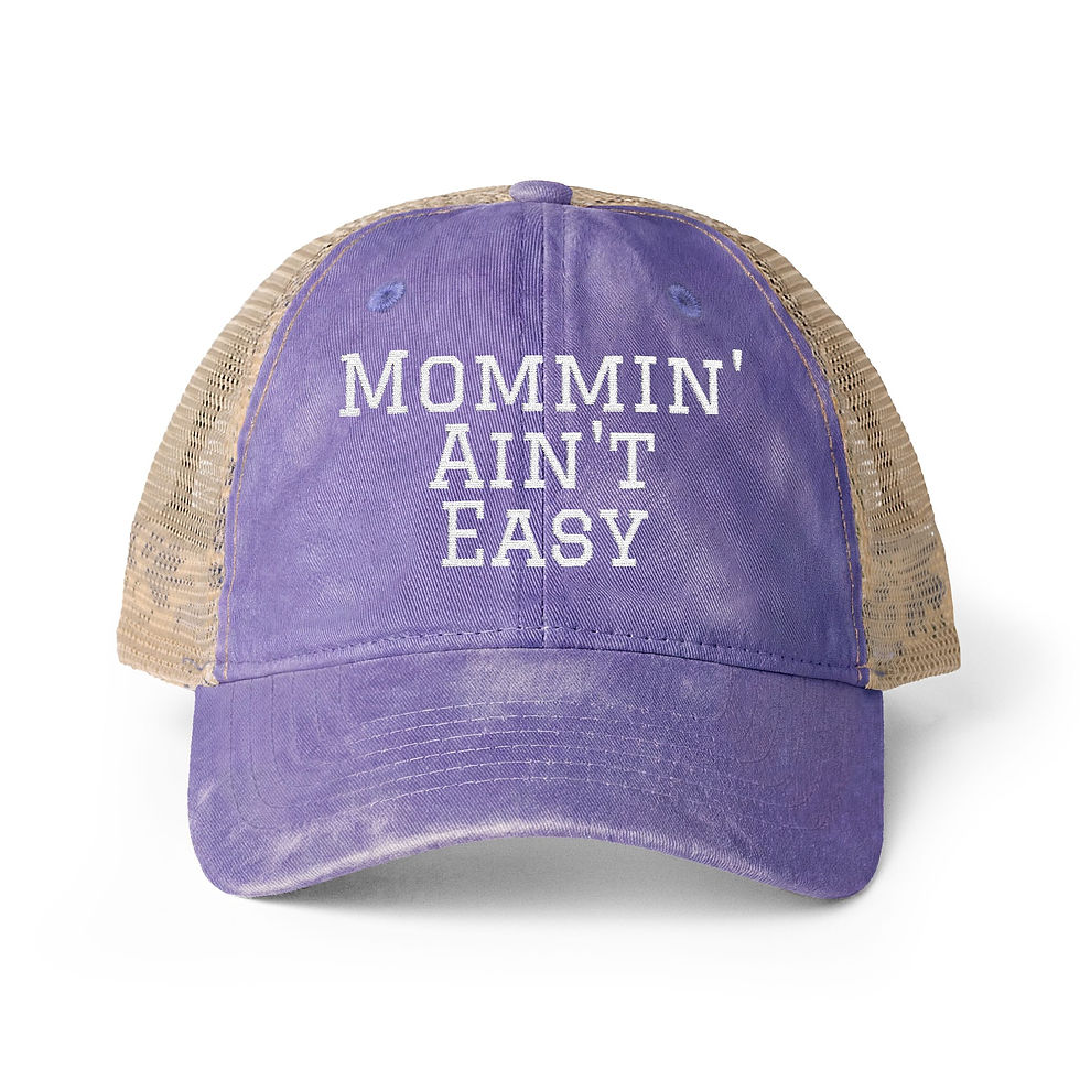 Thumbnail: Embroidered "Mommin' Ain't Easy" Women's Washed Mesh-Back Cap