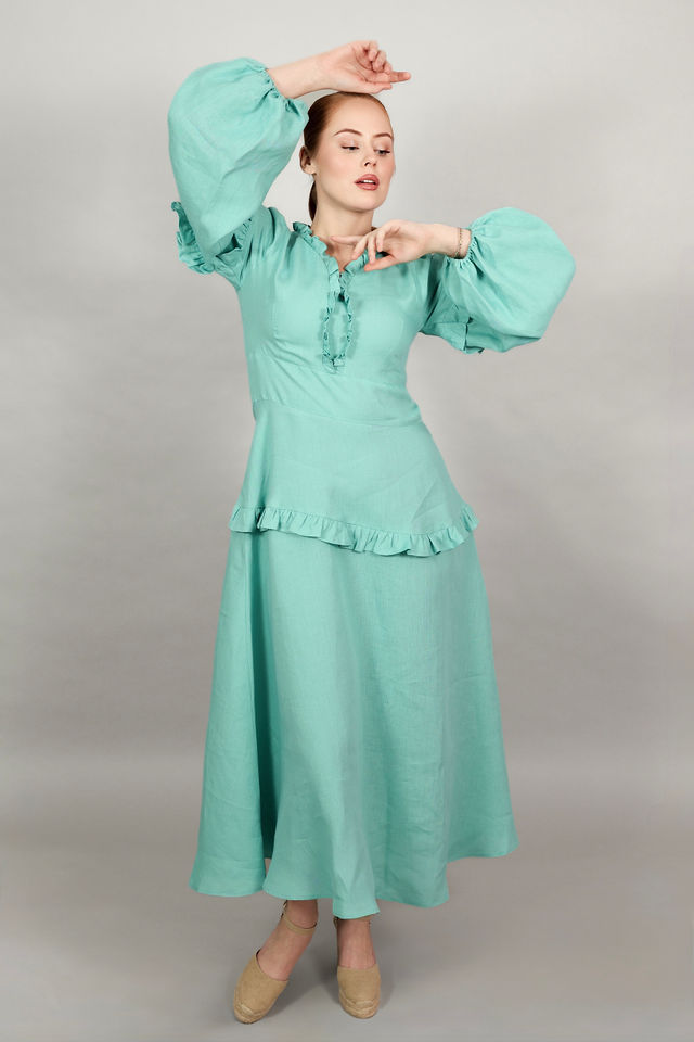 Pikkukuva: Sarah pellavamekko turkoosi