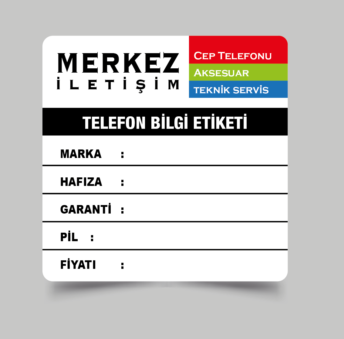 Cep Telefonu Bilgi Etiketi Siyah Kenarları Oval Kesimli