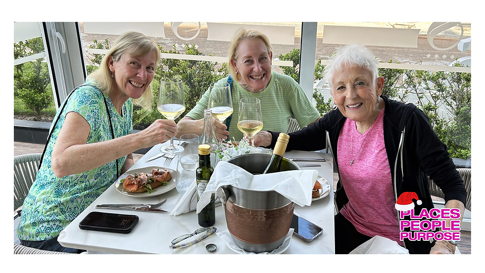 Shannon, Sherri, and I eating together