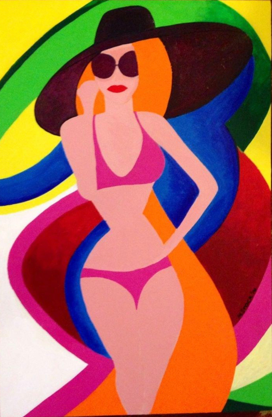 South of France Pop Art Portrait of a woman in a bikini 