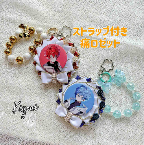ストラップ付き痛ロゼット｜桜チャーム＆マグネット付きで缶