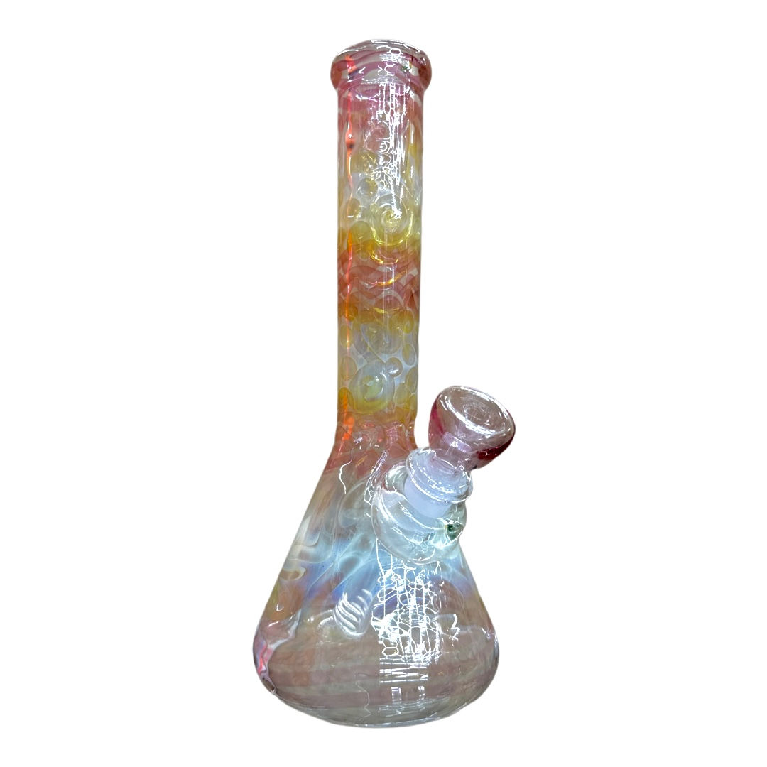 Pink & Fumed Beaker Water Pipe American Glass