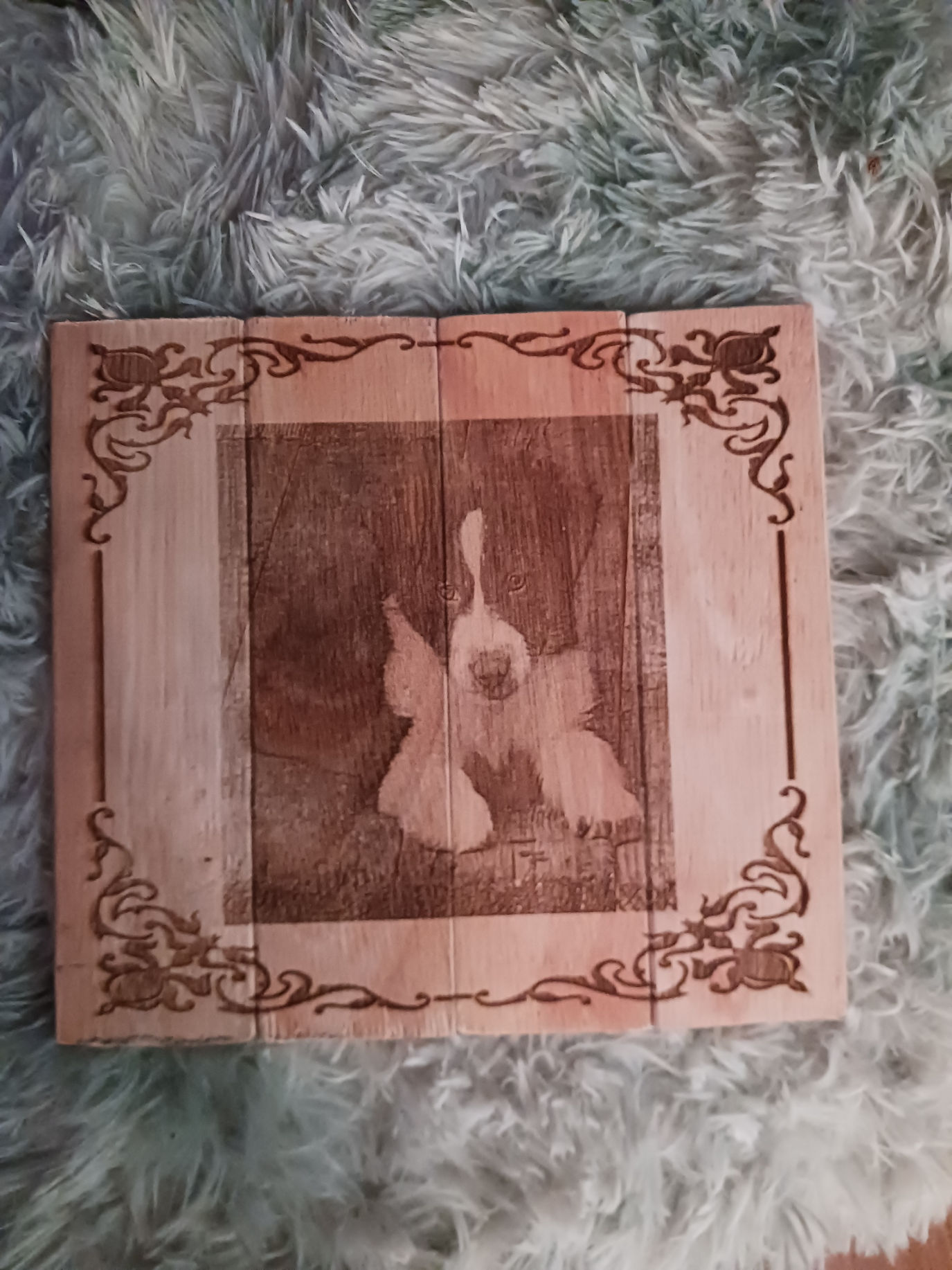 Laser Engraved Pet Portrait (wood slat medium 8x8 inch)