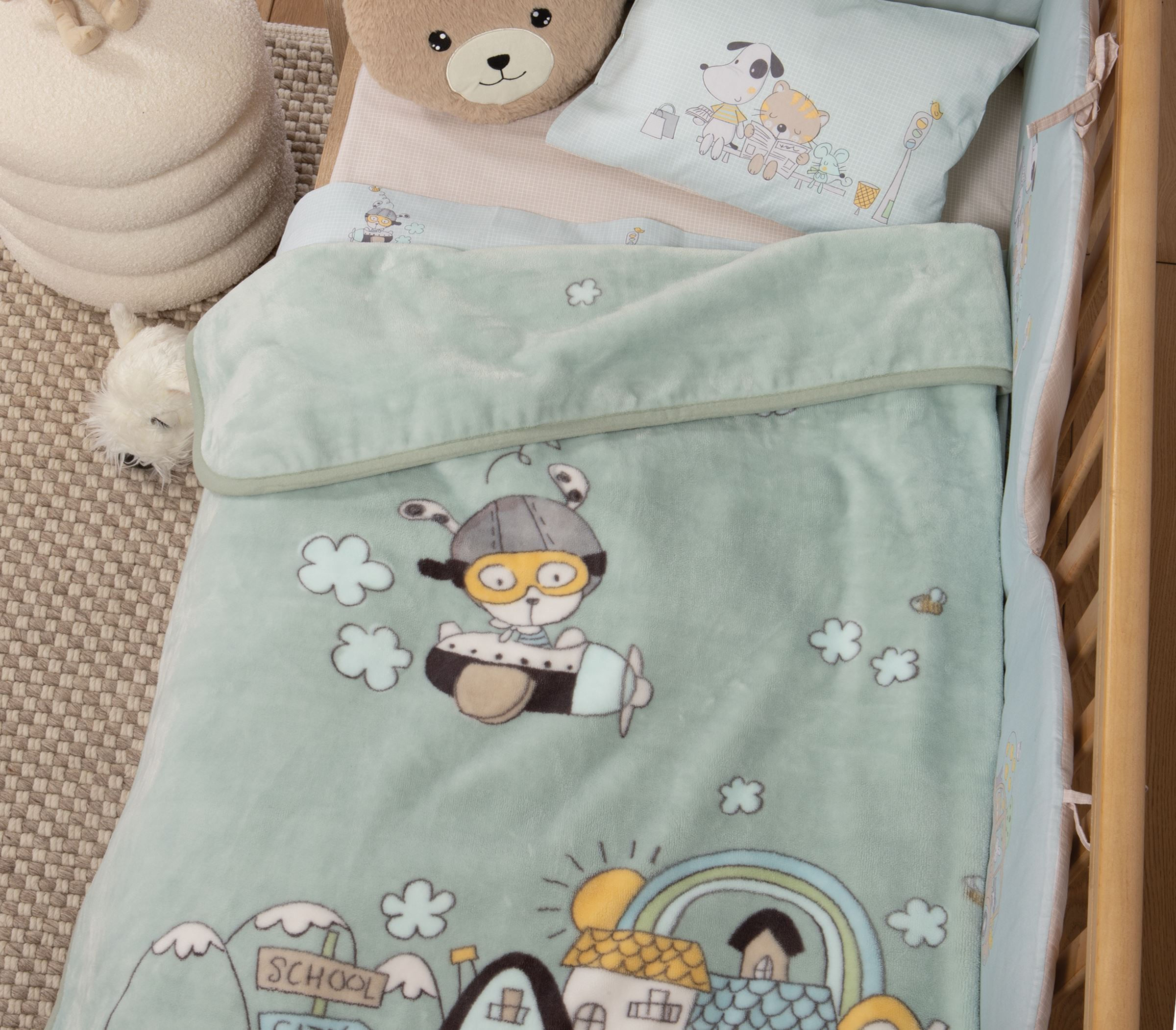 ΒΡΕΦΙΚΗ ΚΟΥΒΕΡΤΑ ΚΟΥΝΙΑΣ IN THE CITY 100Χ140 MISTY BLUE NEF-NEF