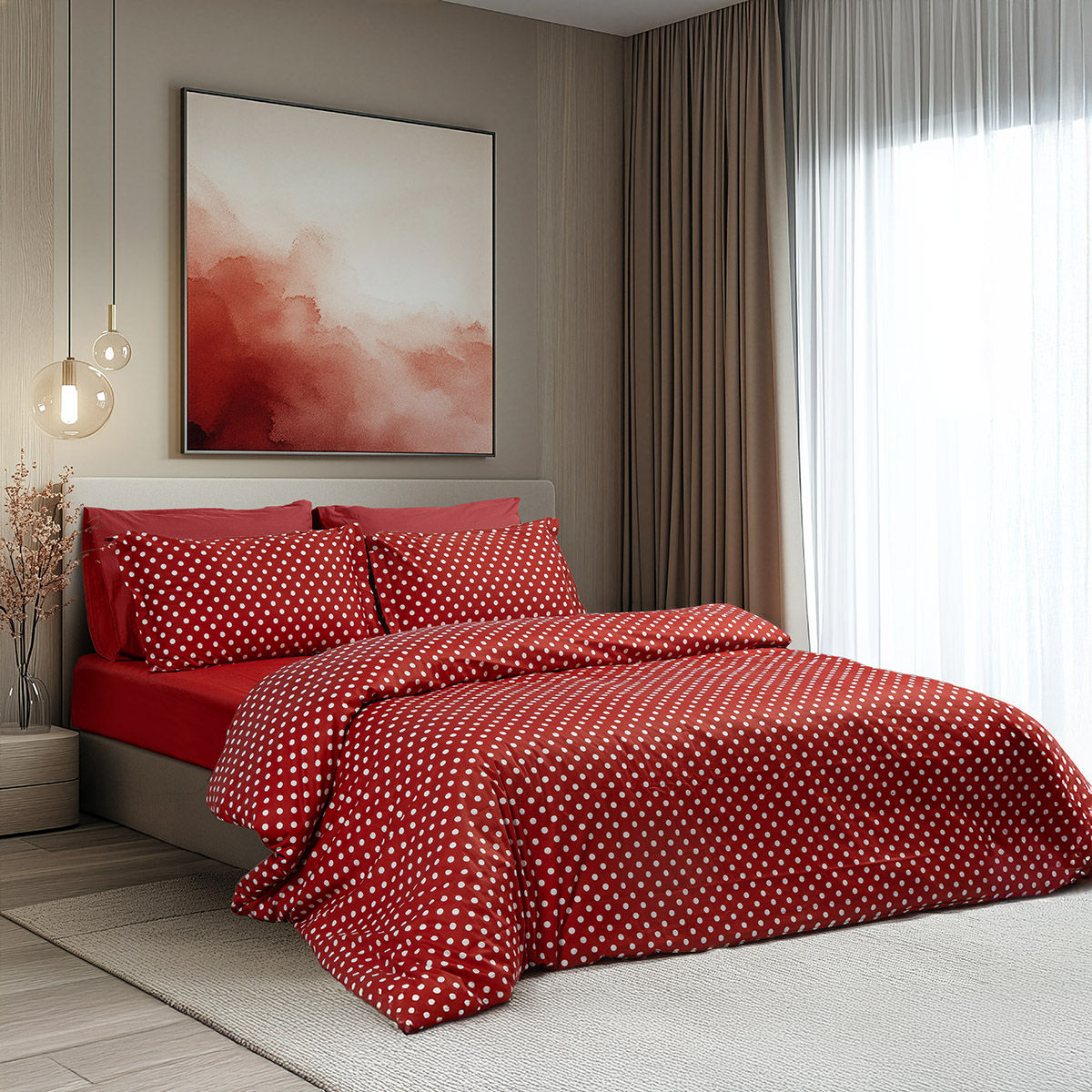 Σετ σεντόνια μονά με λάστιχο Art 10101 Fancy 110×200+30 Κόκκινο BEAUTY HOME