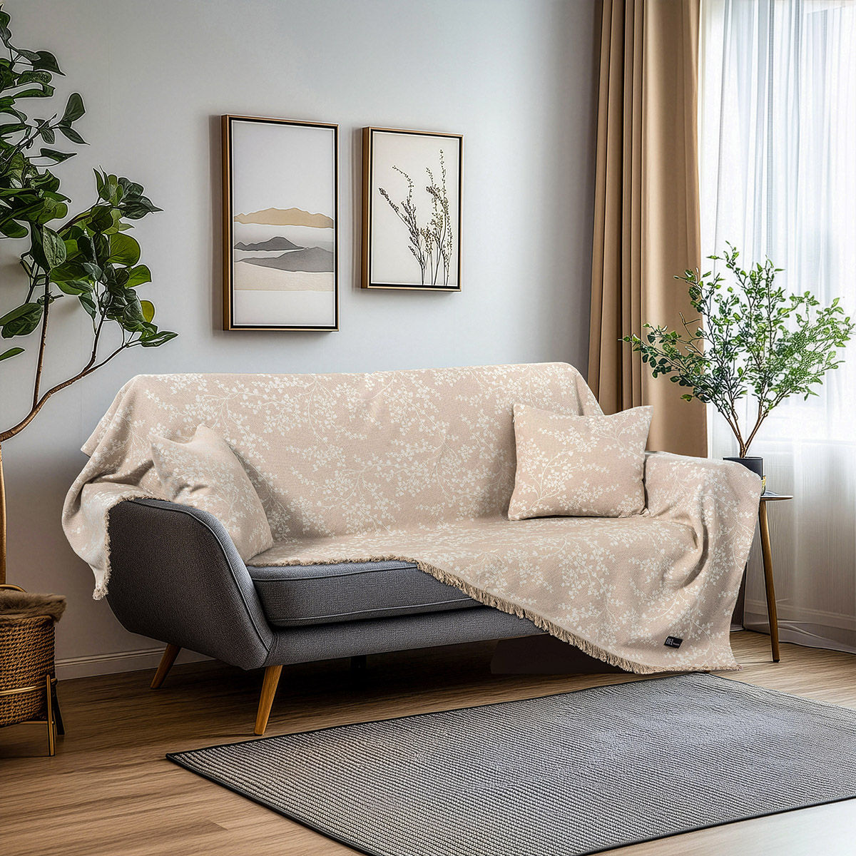 Ριχτάρια σετ 2τμχ Amos Art 8713 (170×240+170×290) Μπεζ BEAUTY HOME