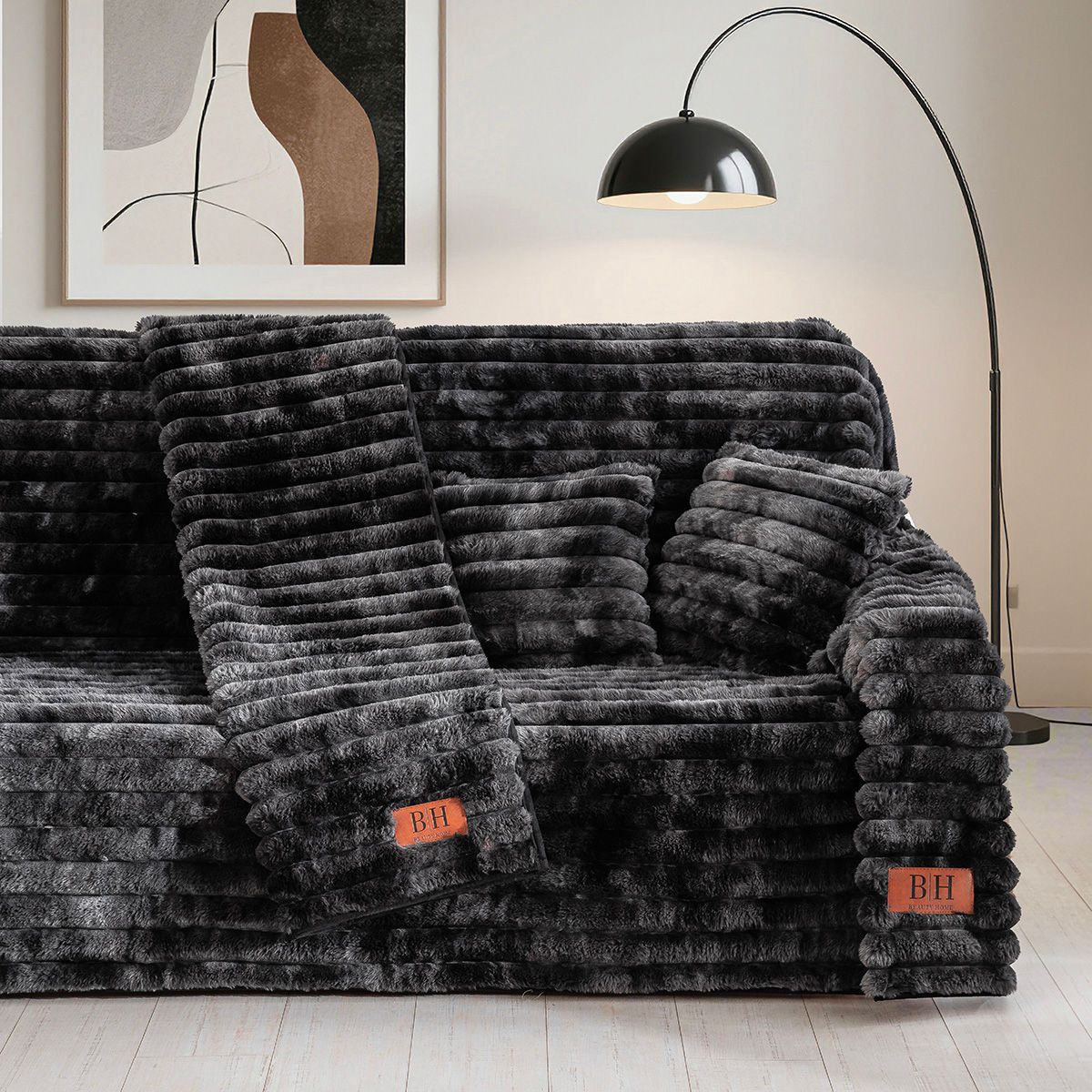 Ριχτάρι Μονοθέσιο Fur Tie Dye Art 8681 180×160 Ανθρακί BEAUTY HOME