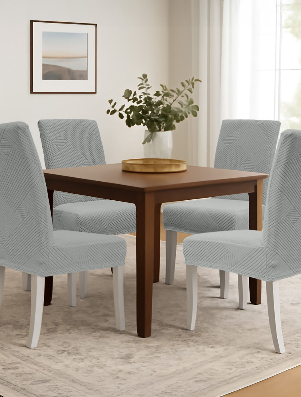 Ελαστικά καλύμματα τραπεζαρίας EARTHLINE GREY έξι τεμαχίων MADI