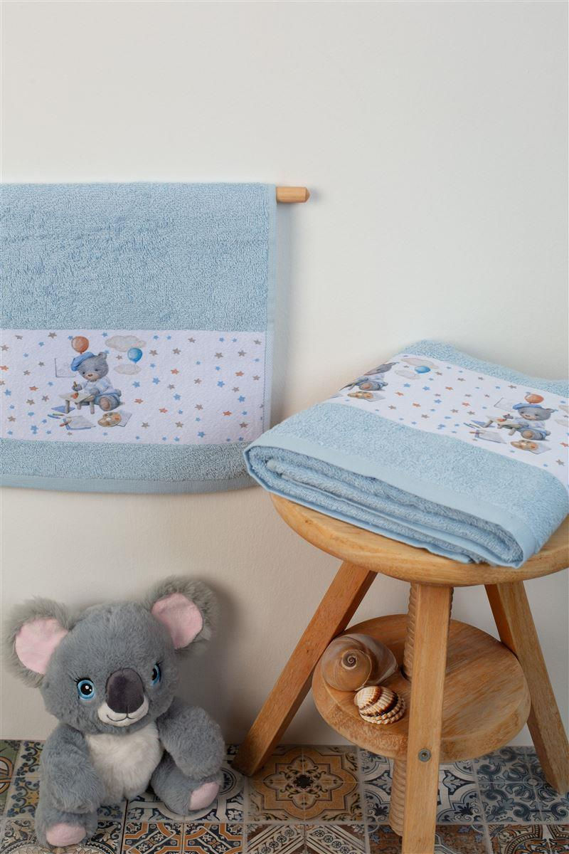 ΠΕΤΣΕΤΑ Με Ψηφιακή Εκτύπωση Σετ 2 τεμ bebe Painter 131 30X50,70X140 Σιελ 100% Co