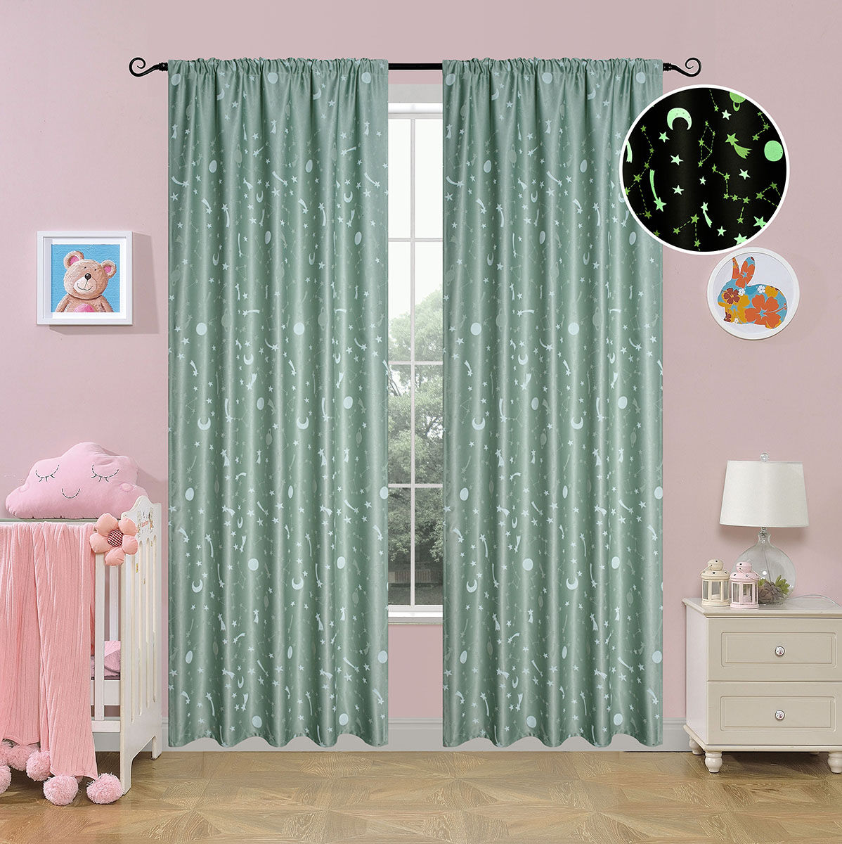 Κουρτίνα φωσφορίζουσα με τρέσα Art 6141 μέντα - 140x270 Μέντα Beauty Home