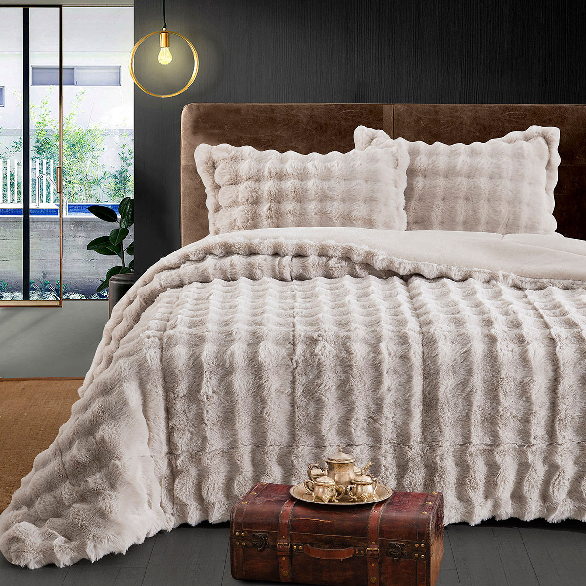 Κουβερτοπάπλωμα υπέρδιπλο Art 12663 220×240 Μπεζ BEAUTY HOME