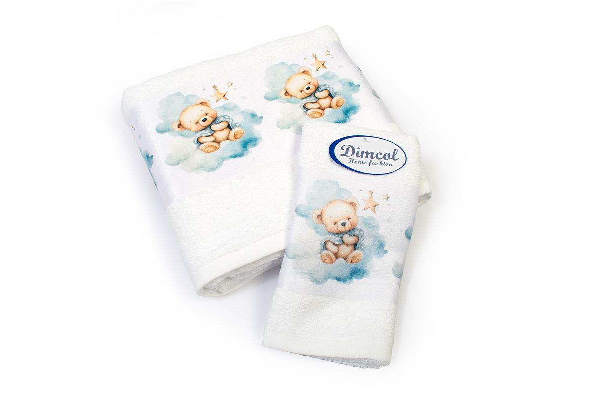 Πετσέτα Σετ 2 τεμ Με Ψηφιακή Εκτύπωση bebe Cute Bear 302 30X50,70X140 White 100%