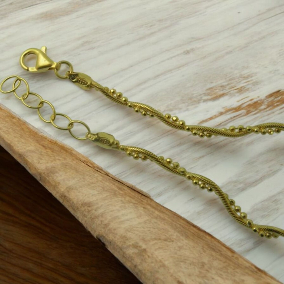 Miniatura: Wyjątkowy Naszyjnik "Żmijka Skręcana z Kuleczkami" – Srebro 925 Grubo Pozłacane 