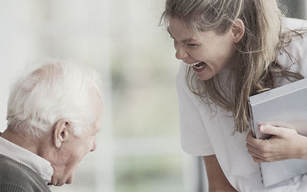 Companionship, lady with elderly male