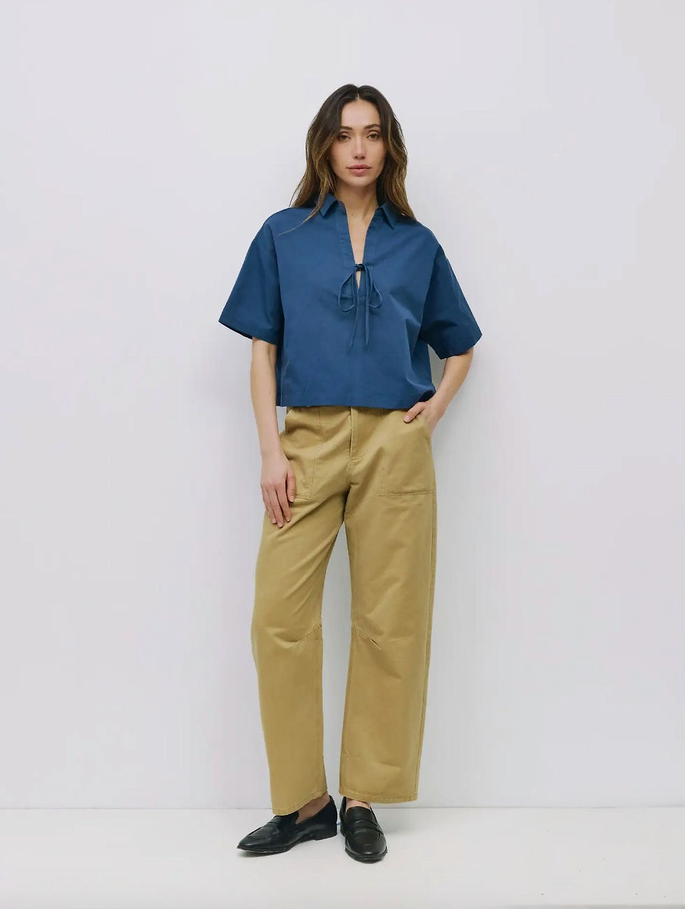 Thumbnail: Taylor Tie Front Poplin Top