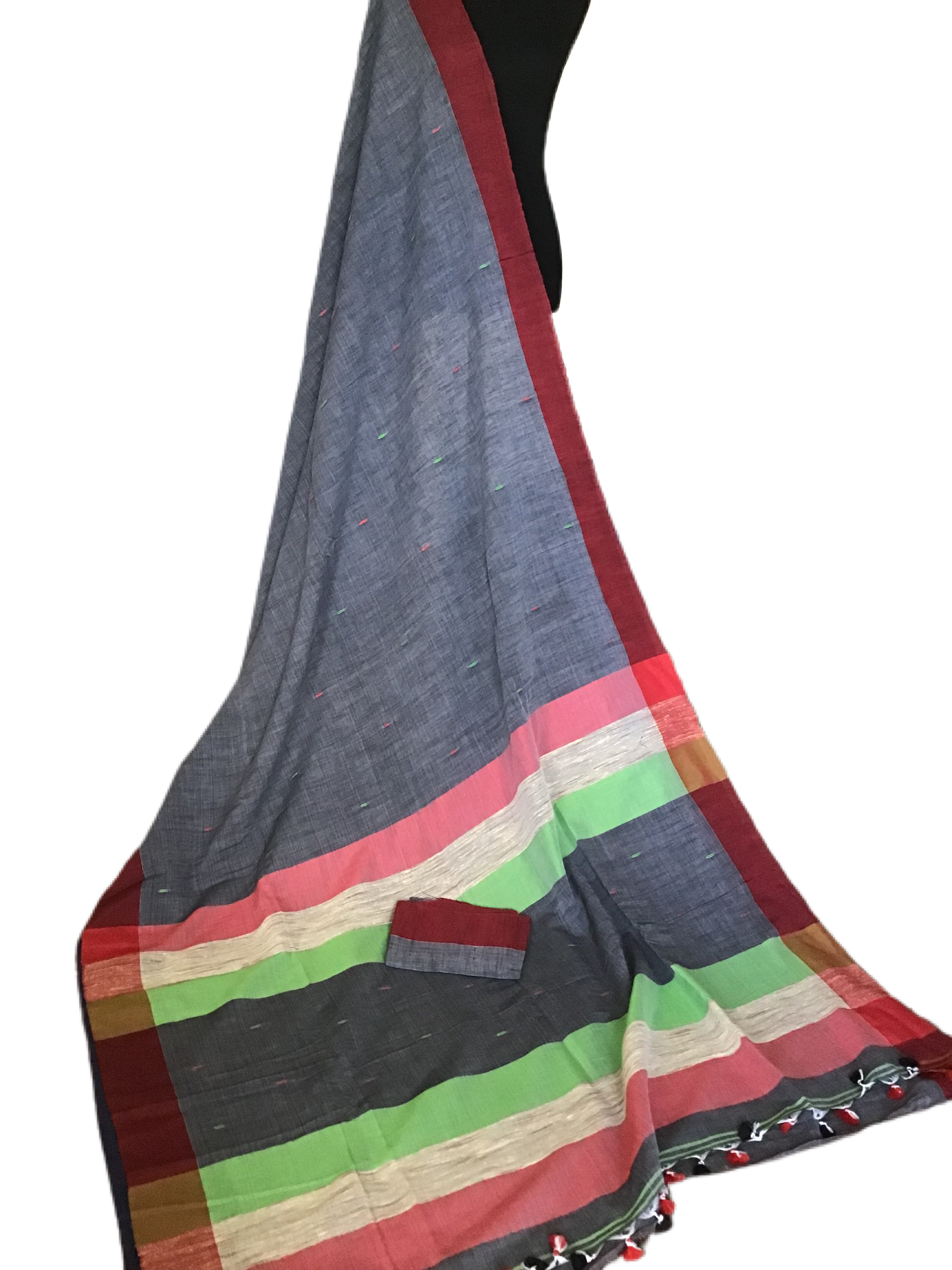 Classic Grey Handloom Cotton Saree