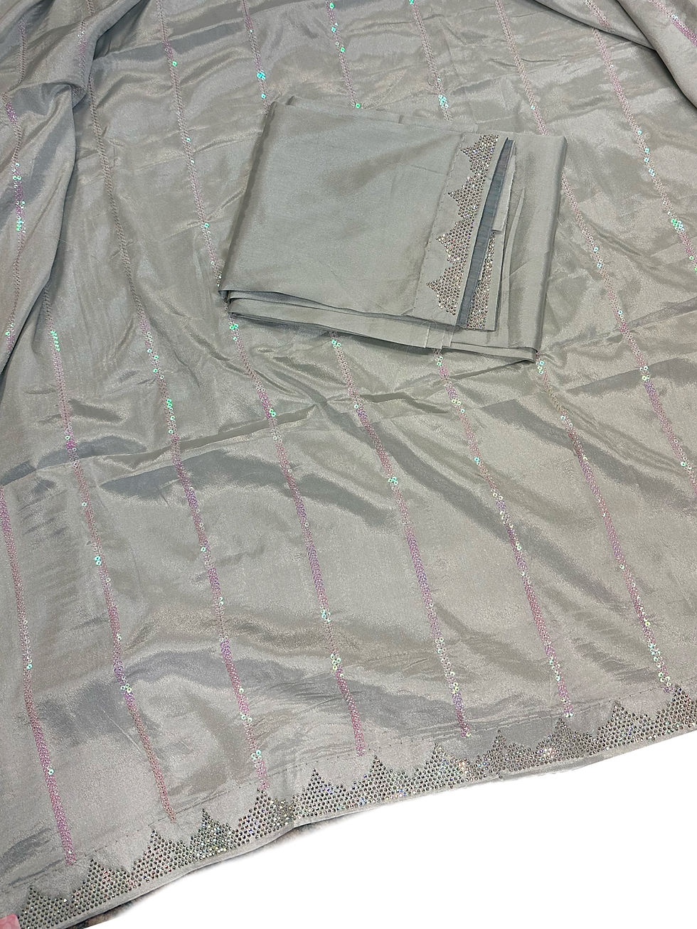 Thumbnail: Gorgeous Silver Grey Crepe Sequins Saree
