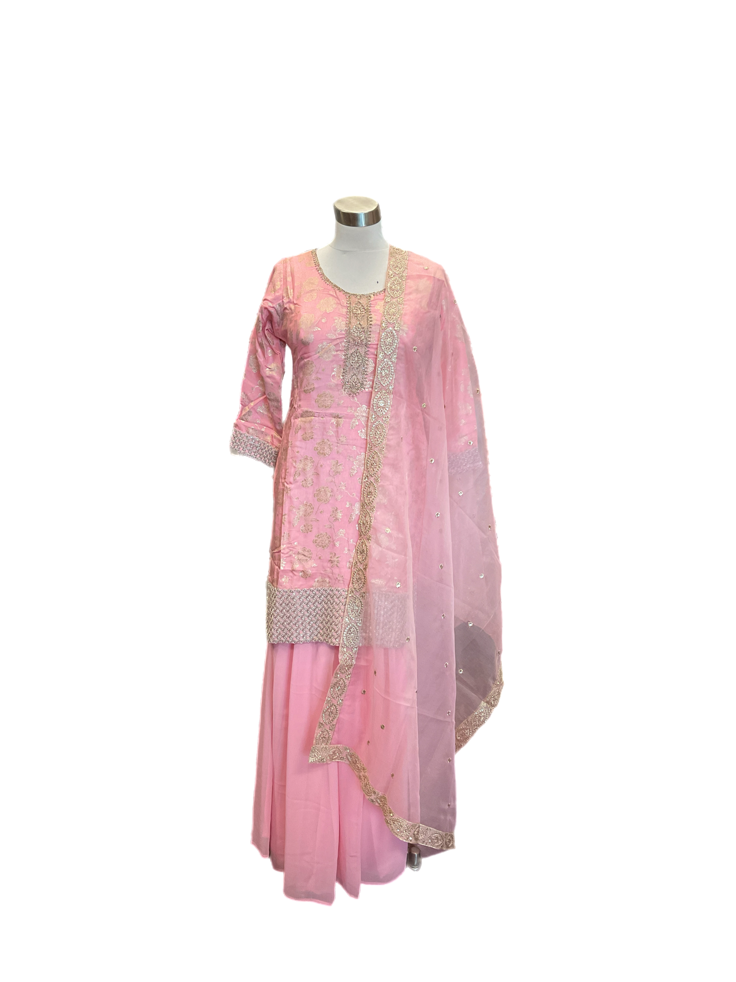 Beautiful Pink Woven silk Plazzo Suit Set