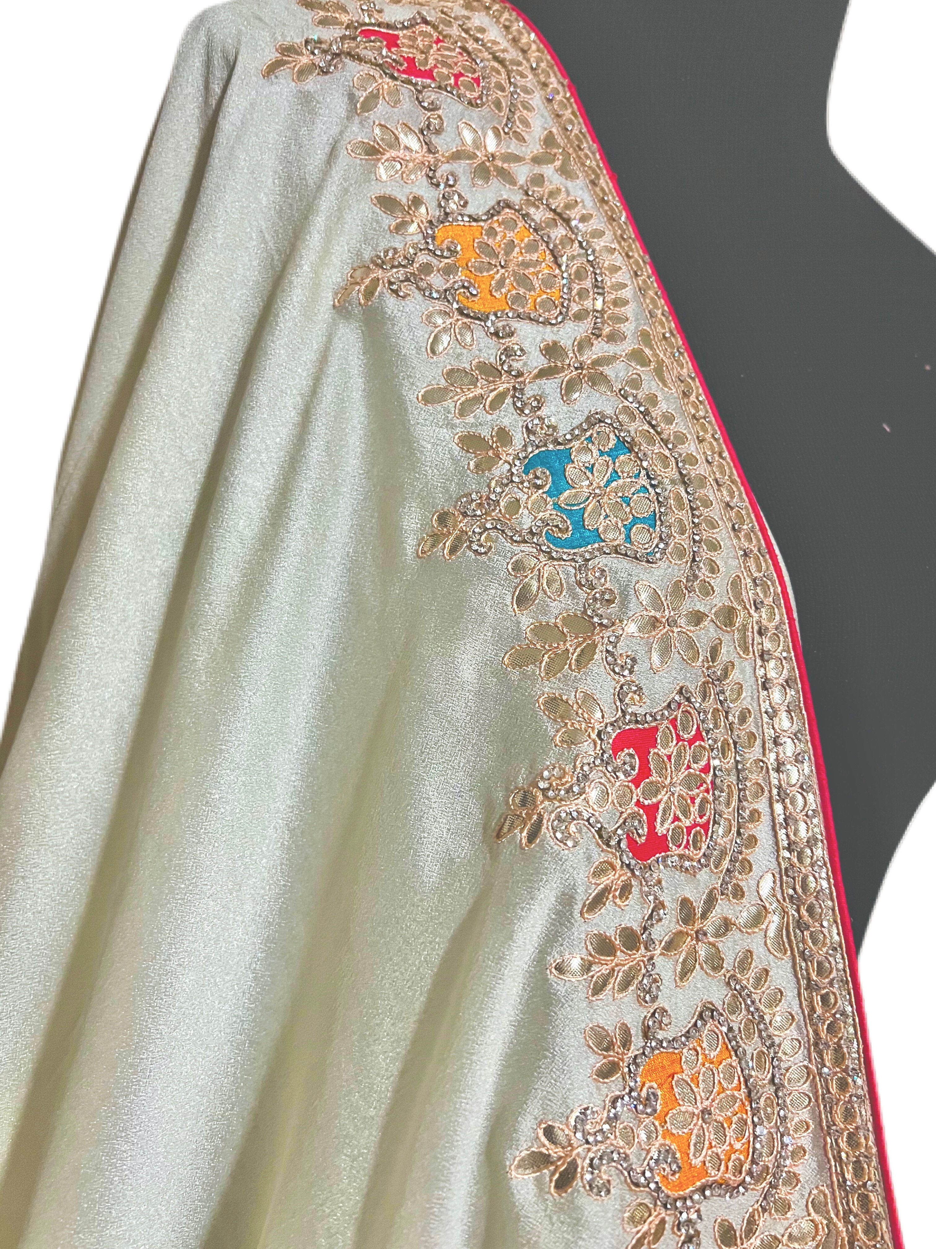 Gottapati Pistachio Green Crepe Silk Saree with Readymade Blouse