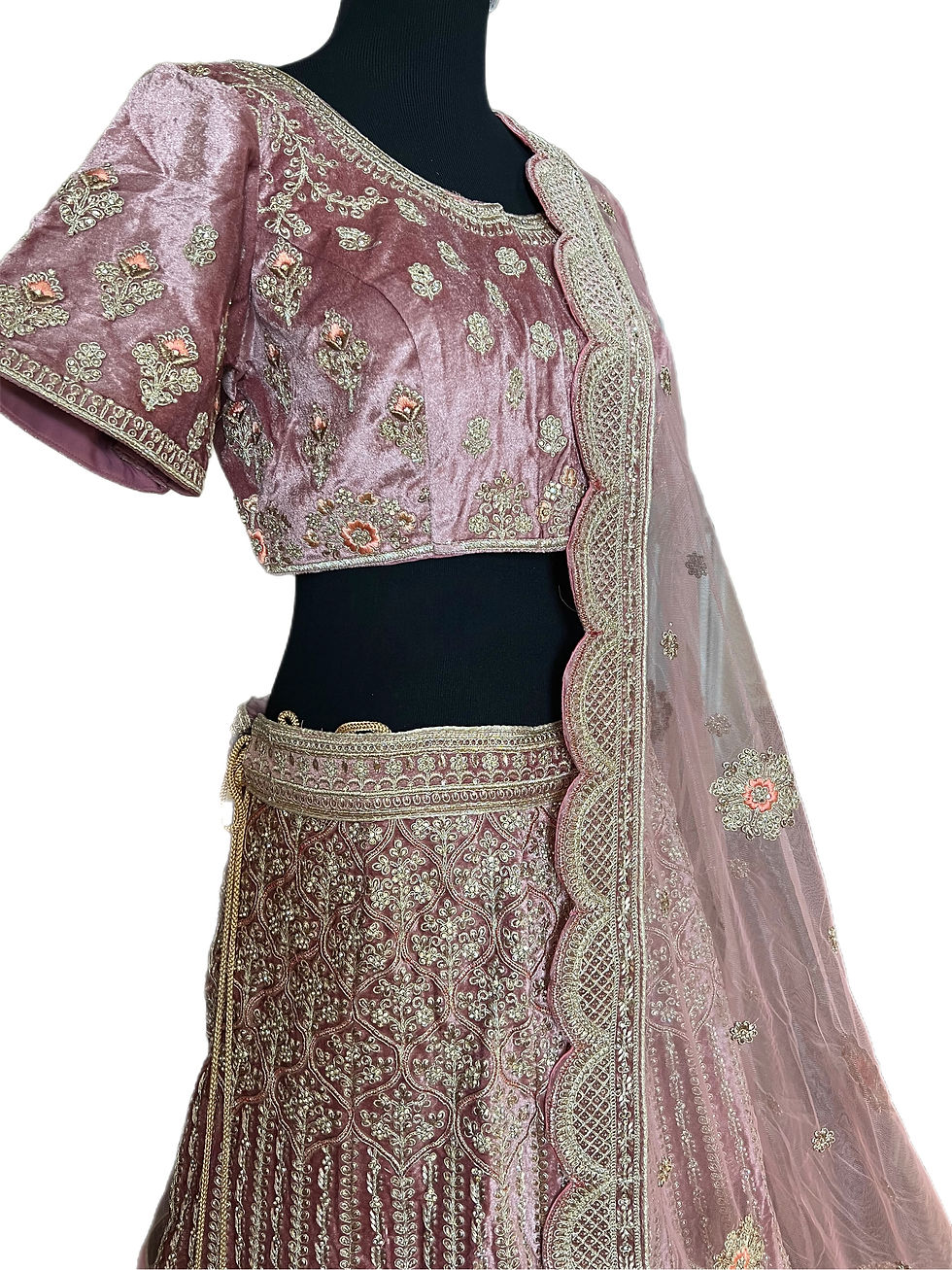 Thumbnail: Gorgeous Pink Valvet Bridal Lehanga Choli