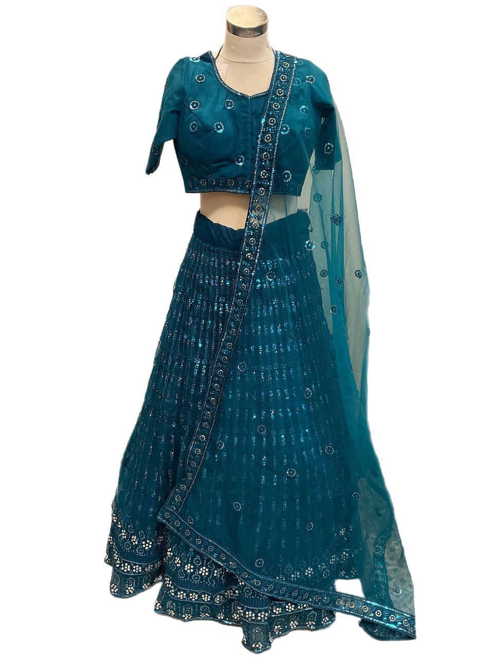 Thumbnail: Amazing Net Embroidered Lehanga in Blue